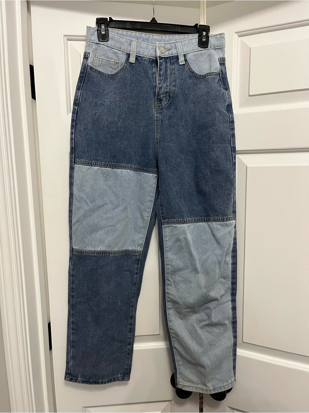 Two-Tone Patchwork Women’s Jeans - Blue